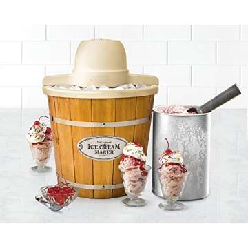 Nostalgia ICMP400WD Electric Wood Bucket Ice Cream Maker, 4-Quart