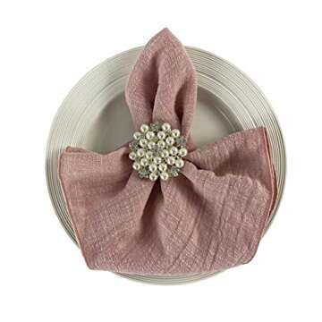 EHLDekol Gauze Cloth Napkins 6 Pack 16x16 Inches 100% Natural Soft Weddings Decorative Parties Family Everyday Use Bulk Linen Dinner Cotton Napkins (Dusty Rose/Pink, 6 Pack)