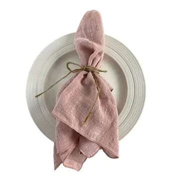 EHLDekol Gauze Cloth Napkins 6 Pack 16x16 Inches 100% Natural Soft Weddings Decorative Parties Family Everyday Use Bulk Linen Dinner Cotton Napkins (Dusty Rose/Pink, 6 Pack)