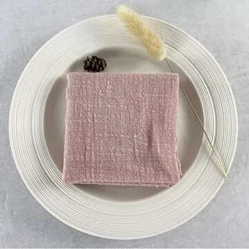 EHLDekol Gauze Cloth Napkins 6 Pack 16x16 Inches 100% Natural Soft Weddings Decorative Parties Family Everyday Use Bulk Linen Dinner Cotton Napkins (Dusty Rose/Pink, 6 Pack)