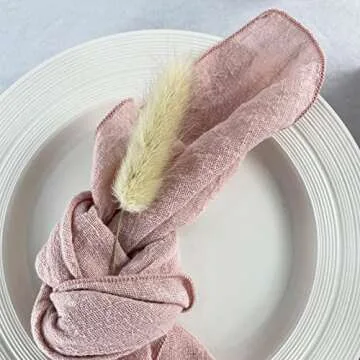 EHLDekol Gauze Cloth Napkins 6 Pack 16x16 Inches 100% Natural Soft Weddings Decorative Parties Family Everyday Use Bulk Linen Dinner Cotton Napkins (Dusty Rose/Pink, 6 Pack)