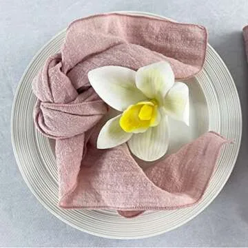 EHLDekol Gauze Cloth Napkins 6 Pack 16x16 Inches 100% Natural Soft Weddings Decorative Parties Family Everyday Use Bulk Linen Dinner Cotton Napkins (Dusty Rose/Pink, 6 Pack)