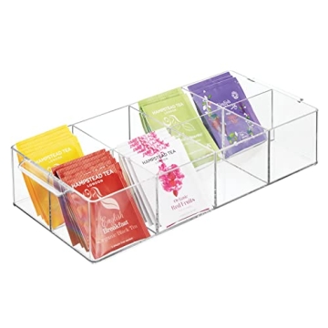 mDesign 8-Compartment Tea Bag Organizer for Stylish Spaces