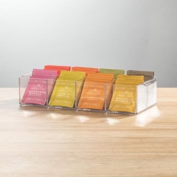 mDesign 8-Compartment Tea Bag Organizer for Stylish Spaces