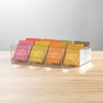 mDesign 8-Compartment Tea Bag Organizer for Stylish Spaces