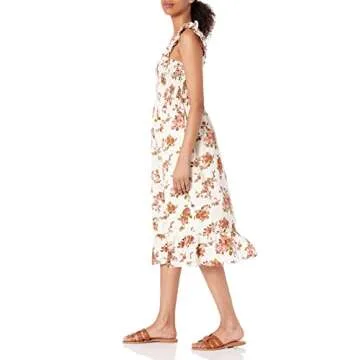 Kimi Ruffled Shoulder Smocked Midi Dress - Floral Fashion Staple