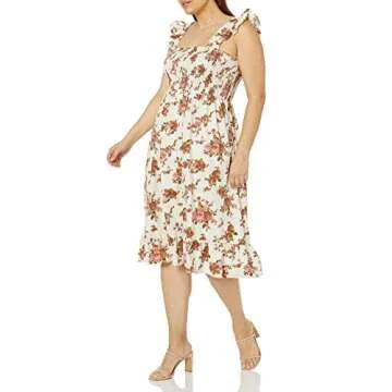 Kimi Ruffled Shoulder Smocked Midi Dress - Floral Fashion Staple