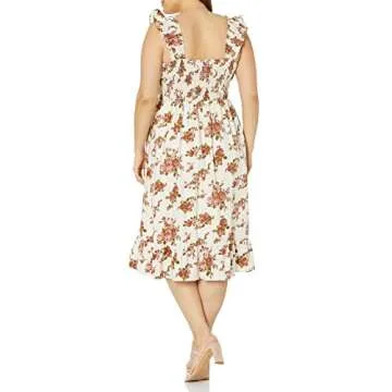 Kimi Ruffled Shoulder Smocked Midi Dress - Floral Fashion Staple