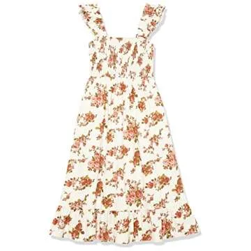 Kimi Ruffled Shoulder Smocked Midi Dress - Floral Fashion Staple