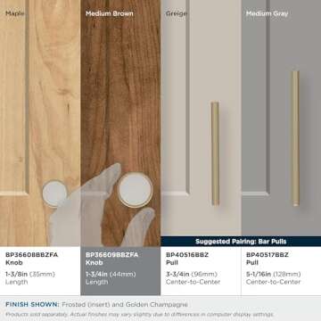 Amerock | Cabinet Knob | Golden Champagne/Frosted | 1-3/4 inch (44 mm) Diameter | Oberon | 1 Pack | Drawer Knob | Cabinet Hardware