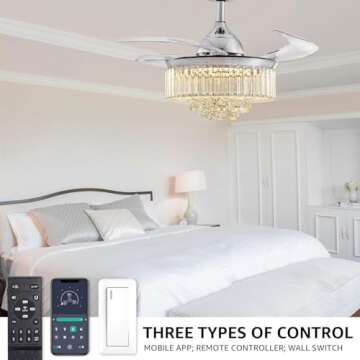 Moooni Dimmable Fandelier Crystal Ceiling Fan with Lights