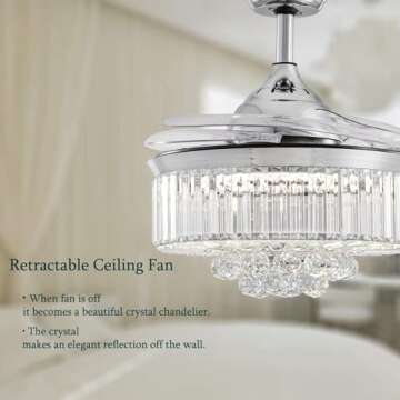 Moooni Dimmable Fandelier Crystal Ceiling Fan with Lights