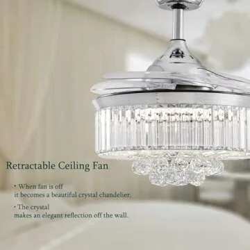 Moooni Dimmable Fandelier Crystal Ceiling Fan with Lights