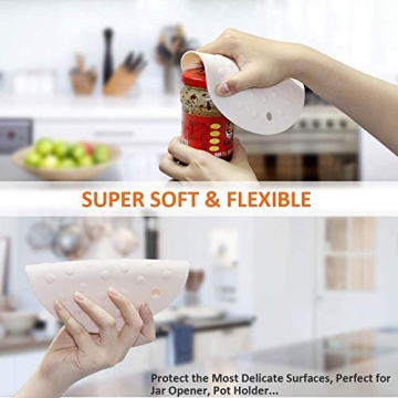 Silicone Trivet Mat Pot Holders, 5 Pack Heat Resistant Non-Slip Kitchen Trivets, Super Soft Flexible Easy to Wash and Dry, Perfect for Hot Pots and Pans, Dining Table and Countertop, Jar Opener