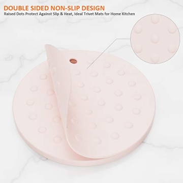 Silicone Trivet Mat Pot Holders, 5 Pack Heat Resistant Non-Slip Kitchen Trivets, Super Soft Flexible Easy to Wash and Dry, Perfect for Hot Pots and Pans, Dining Table and Countertop, Jar Opener