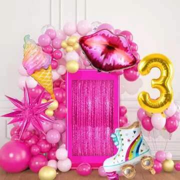 117PCS Pink Girl Birthday Party Decoration Kit
