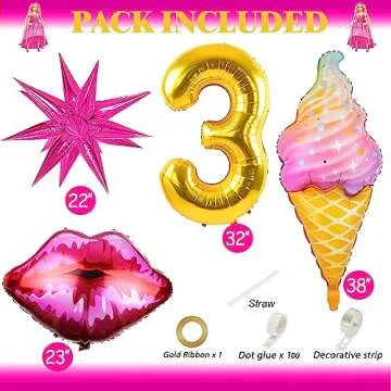 117PCS Pink Girl Birthday Party Decoration Kit
