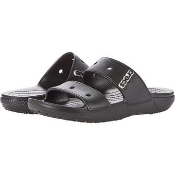 Crocs Unisex Classic Two-Strap Slide Sandals, Black, 7 US Men