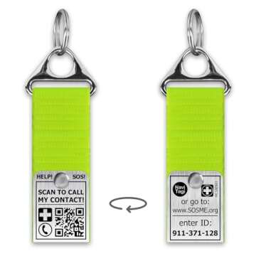 NaviTagi SOS Health Alert in Case of Emergency QR Tag, Personalized with QR ID. 2 Phones Updatable O...