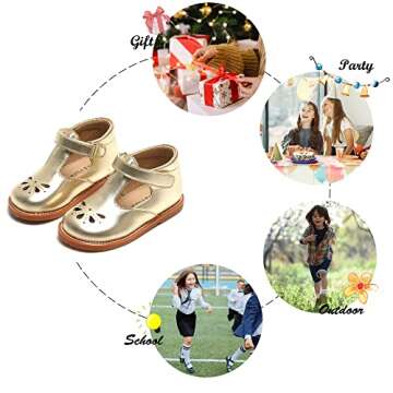 Felix & Flora Toddler Little Girl Princess Dress Shoes Size 10-Mary Jane Flats for Girl Party School Shoes.