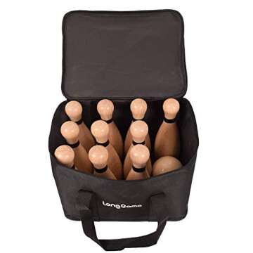 NI-ROU Outdoor Giant Lawn Bowling Games Wooden Lawn Set Fun Sports Games Outside or Indoor for Family Adults and Kids Backyard Skittles Carrying Bag with 10 Pins and 2 Balls