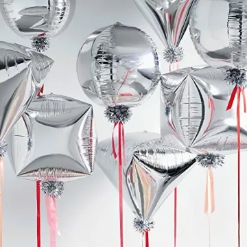 Giant 22 Inch PartyWoo 4D Silver Balloons for Celebrations