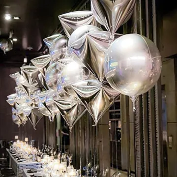 Giant 22 Inch PartyWoo 4D Silver Balloons for Celebrations