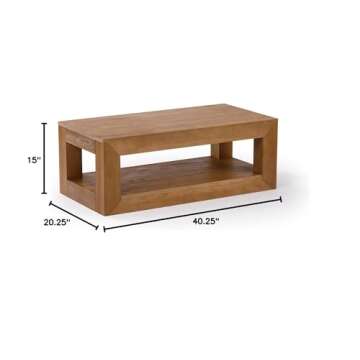 Chic and Stylish Plank+Beam 40" Modern Coffee Table with Shelf