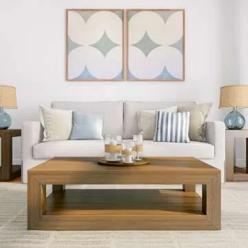 Plank+Beam Modern Coffee Table with Shelf for Living Room