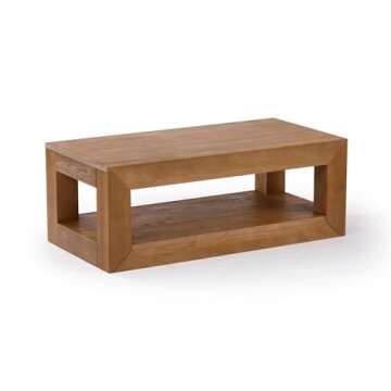 Plank+Beam Modern Coffee Table with Shelf for Living Room