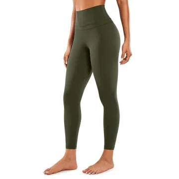 CRZ YOGA Women's Naked Feeling Workout 7/8 Yoga Leggings - 25 Inches High Waist Tight Pants Olive Gr...