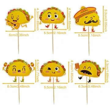 24Pcs Taco Cupcake Toppers for Festive Parties