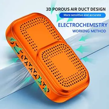 CEKKIENA [3-in-1] Carbon Monoxide Detector Portable Mini Air Quality Monitor with Lanyard Alarm CO Meter Temperature Humidity Sensor Built-in 1000mAh Battery, Indoor/Outdoor (Orange)