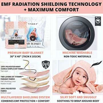 Mission Darkness TitanRF Radiation Shielding Baby Blanket (Pink) - 30" x 40" (76cm x 101cm) Ultra-So...