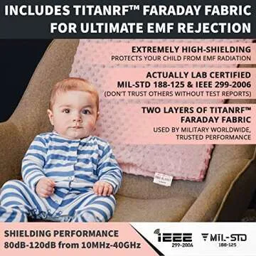 Mission Darkness TitanRF Radiation Shielding Baby Blanket (Pink) - 30" x 40" (76cm x 101cm) Ultra-Soft Minky Dot Design with EMF Radiation Protection