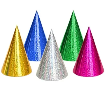 Vibrant 50 Pack Glitter Birthday Party Hats for All