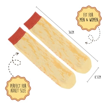 POPCRAZE Bread Socks 4 Pairs. One Size Fits Most. Novelty Food Socks. Breakfast Socks. Funny Bread Sock for Birthday, Christmas, gift idea for Men and Women.