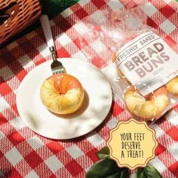 POPCRAZE Bread Socks 4 Pairs. One Size Fits Most. Novelty Food Socks. Breakfast Socks. Funny Bread Sock for Birthday, Christmas, gift idea for Men and Women.