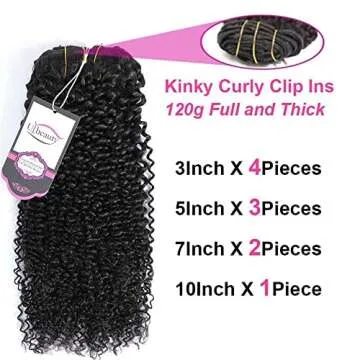 Kinky Curly Clip In Hair Extensions for Black Women, Urbeauty 10 inch Curly Hair Extensions Clip in ...