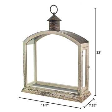 RAZ Imports 23" Reclaimed Lantern – Rustic White Cream Charm