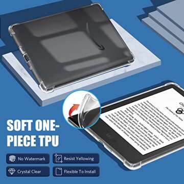 CoBak Clear Case Exclusively for 6 Inch Kindle 2024 and 2022 Releases (11th Generation) - Ultra Slim Soft TPU Transparent Cover, Lightweight and Durable Protection