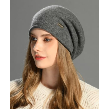 Warm Cashmere Slouchy Beanie Hat for Women