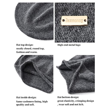 Warm Cashmere Slouchy Beanie Hat for Women
