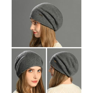 Warm Cashmere Slouchy Beanie Hat for Women