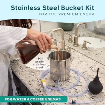 PE Premium Enema Stainless Steel Enema Bucket Kit with Douche Bulb - 2 Quart