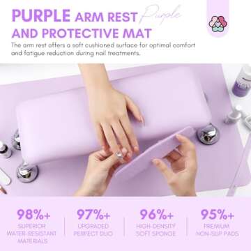SAVILAND Arm Rest for Nails Tech Professional, Hand Rest for Nails Tech Purple Super-Comfort Big Nai...
