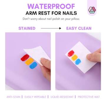 SAVILAND Arm Rest for Nails Tech Professional, Hand Rest for Nails Tech Purple Super-Comfort Big Nail Arm Restwith Microfiber Leather Mat Height Hand Pillow Cushion Nail Supplies Salon Manicure
