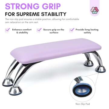 SAVILAND Arm Rest for Nails Tech Professional, Hand Rest for Nails Tech Purple Super-Comfort Big Nail Arm Restwith Microfiber Leather Mat Height Hand Pillow Cushion Nail Supplies Salon Manicure