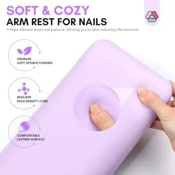SAVILAND Arm Rest for Nails Tech Professional, Hand Rest for Nails Tech Purple Super-Comfort Big Nail Arm Restwith Microfiber Leather Mat Height Hand Pillow Cushion Nail Supplies Salon Manicure