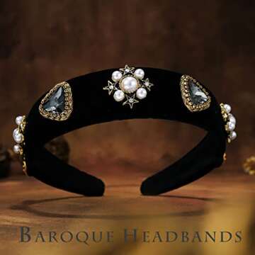 Sinalty Baroque Wide Headbands Black Velvet Crystal Hairband Vintage Hair Band Custome Hair Accessories for Women